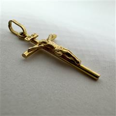 18K 750 Yellow Gold 1.4G Jesus Cross Pendant Charm!